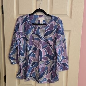 Alfred Dunner Women's Floral Top - Blue and Purple
